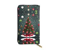 Portefeuille long en cuir imprimé arbre de Noël et boule - Portefeuille personnalisé à la mode, plusieurs emplacements pour cartes, prêt à offrir, noir, taille unique, Noir , Taille unique