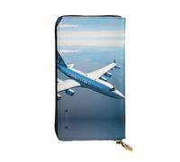 Portefeuille long en cuir imprimé avions - Portefeuille personnalisé à la mode, plusieurs emplacements pour cartes, prêt à offrir, noir, One Size