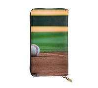 Portefeuille long en cuir imprimé baseball - Portefeuille personnalisé à la mode, plusieurs emplacements pour cartes, prêt à offrir, noir, taille unique, Noir/blanc, One Size