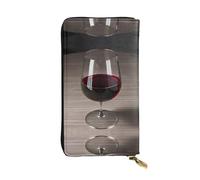 Portefeuille long en cuir imprimé bouteille de vin - Portefeuille personnalisé à la mode, plusieurs emplacements pour cartes, prêt à offrir, noir, One Size