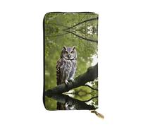 Portefeuille long en cuir imprimé branches d'arbre hibou - Portefeuille personnalisé à la mode, plusieurs emplacements pour cartes, prêt à offrir, noir, One Size