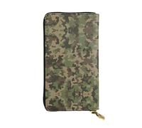 Portefeuille long en cuir imprimé camouflage vert - Portefeuille personnalisé à la mode, plusieurs emplacements pour cartes, prêt à offrir, noir, taille unique, Noir , Taille unique