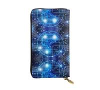 Portefeuille long en cuir imprimé cerveau intelligence artificielle pour femme - Tendance avec plusieurs emplacements pour cartes, poche pour pièces de monnaie, noir, taille unique