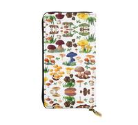 Portefeuille long en cuir imprimé champignon japonais - Portefeuille personnalisé à la mode, plusieurs emplacements pour cartes, prêt à offrir, noir, One Size