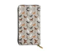 Portefeuille long en cuir imprimé cheval mignon - Portefeuille personnalisé à la mode, plusieurs emplacements pour cartes, prêt à offrir, noir, One Size