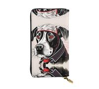 Portefeuille long en cuir imprimé chien de la ferme mignon - Portefeuille personnalisé tendance, plusieurs emplacements pour cartes, prêt à offrir, noir, taille unique, Noir/blanc, One Size