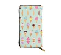 Portefeuille long en cuir imprimé de cônes de crème glacée - Portefeuille personnalisé à la mode, plusieurs emplacements pour cartes, prêt à offrir, noir, taille unique, Noir/blanc, One Size