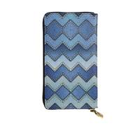 Portefeuille long en cuir imprimé denim bleu dégradé - Portefeuille personnalisé à la mode, plusieurs emplacements pour cartes, prêt à offrir, noir, One Size