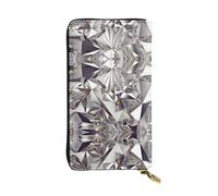 Portefeuille long en cuir imprimé diamant abstrait à paillettes - Portefeuille personnalisé à la mode, plusieurs emplacements pour cartes, prêt à offrir, noir, One Size