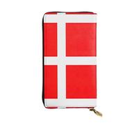 Portefeuille long en cuir imprimé drapeau danois du Danemark - Portefeuille personnalisé tendance, plusieurs emplacements pour cartes, prêt à offrir, noir, taille unique, Noir/blanc, One Size