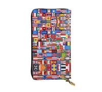 Portefeuille long en cuir imprimé drapeaux - Portefeuille personnalisé tendance, plusieurs emplacements pour cartes et poche pour pièces de monnaie, noir, taille unique, Noir/blanc, One Size