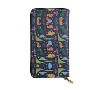 Portefeuille long en cuir imprimé feuille de palmier dinosaure - Portefeuille personnalisé tendance, plusieurs emplacements pour cartes, prêt à offrir, noir, One Size