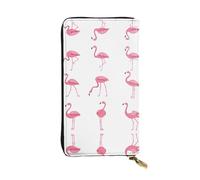 Portefeuille long en cuir imprimé flamants roses sur blanc - Portefeuille personnalisé à la mode, plusieurs emplacements pour cartes, prêt à offrir, noir, taille unique, Noir , Taille unique