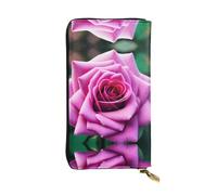 Portefeuille long en cuir imprimé fleur violette - Portefeuille personnalisé à la mode, plusieurs emplacements pour cartes, prêt à offrir, noir, taille unique, Noir/blanc, One Size