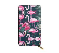 Portefeuille long en cuir imprimé floral flamant rose - Portefeuille personnalisé à la mode, plusieurs emplacements pour cartes, prêt à offrir, noir, One Size