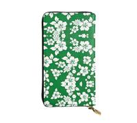 Portefeuille long en cuir imprimé floral hawaïen - Portefeuille personnalisé à la mode, plusieurs emplacements pour cartes, prêt à offrir, noir, One Size