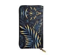 Portefeuille long en cuir imprimé Leaves in the Dark - Portefeuille tendance pour femme avec poche pour pièces de monnaie, noir, taille unique, noir, taille unique, Noir , Taille unique
