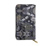 Portefeuille long en cuir imprimé libellules gris - Portefeuille personnalisé à la mode, plusieurs emplacements pour cartes, prêt à offrir, noir, One Size