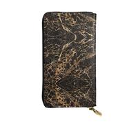 Portefeuille long en cuir imprimé marbre doré - Portefeuille personnalisé à la mode, plusieurs emplacements pour cartes, prêt à offrir, noir, One Size