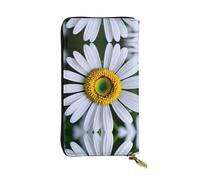 Portefeuille long en cuir imprimé marguerite - Portefeuille personnalisé à la mode, plusieurs emplacements pour cartes, prêt à offrir, noir, taille unique, Noir , Taille unique