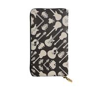 Portefeuille long en cuir imprimé motif guitare - Portefeuille personnalisé à la mode, plusieurs emplacements pour cartes, prêt à offrir, noir, taille unique, Noir/blanc, One Size