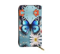 Portefeuille long en cuir imprimé papillon et fleurs - Portefeuille personnalisé à la mode, plusieurs emplacements pour cartes, prêt à offrir, noir, taille unique, Noir , Taille unique