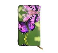 Portefeuille long en cuir imprimé papillon violet - Portefeuille personnalisé à la mode, plusieurs emplacements pour cartes, prêt à offrir, noir, taille unique, Noir/blanc, One Size