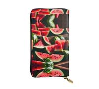 Portefeuille long en cuir imprimé pastèque fruits frais - Portefeuille personnalisé à la mode, plusieurs emplacements pour cartes, prêt à offrir, noir, One Size