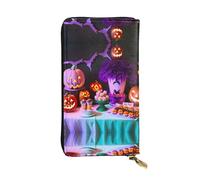 Portefeuille long en cuir imprimé pour fête de carnaval d'Halloween - Portefeuille personnalisé à la mode, plusieurs emplacements pour cartes, prêt à offrir, noir, taille unique, Noir/blanc, One Size