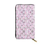 Portefeuille long en cuir imprimé rose gymnastique - Portefeuille personnalisé à la mode, plusieurs emplacements pour cartes, prêt à offrir, noir, taille unique, Noir , Taille unique