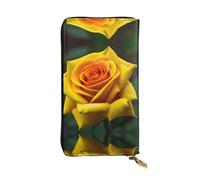 Portefeuille long en cuir imprimé rose jaune - Portefeuille personnalisé à la mode, plusieurs emplacements pour cartes, prêt à offrir, noir, taille unique, Noir/blanc, One Size