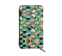 Portefeuille long en cuir imprimé Sushi Food - Portefeuille personnalisé à la mode, plusieurs emplacements pour cartes, prêt à offrir, noir, One Size