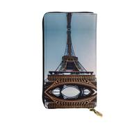 Portefeuille long en cuir imprimé Tour Eiffel Paris - Portefeuille personnalisé à la mode, plusieurs emplacements pour cartes, prêt à offrir, noir, One Size