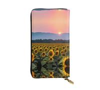 Portefeuille long en cuir imprimé tournesol - Portefeuille personnalisé à la mode, plusieurs emplacements pour cartes, prêt à offrir, noir, One Size