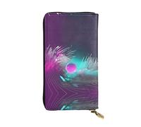 Portefeuille long en cuir imprimé vague sonore musicale - Portefeuille personnalisé à la mode, plusieurs emplacements pour cartes, prêt à offrir, noir, One Size