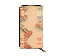 Portefeuille long en cuir imprimé voiture poster - Portefeuille personnalisé tendance, plusieurs emplacements pour cartes et poche pour pièces de monnaie, noir, taille unique, Noir/blanc, One Size