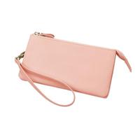 Portefeuille long en cuir pleine fleur - Organisateur à fermeture éclair avec porte-passeport, étui pour documents et poche pour câbles, rose, taille unique pour tous, One Style