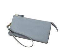 Portefeuille long en cuir pleine fleur - Organisateur à fermeture éclair avec porte-passeport, étui pour documents et poche pour câbles, bleu, taille unique pour tous, One Style