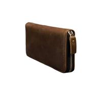 Portefeuille long en cuir pour homme avec poche et 4 poches intercalaires, marron, M, Américain