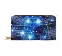 Portefeuille long en similicuir intelligence artificielle pour femme moderne, porte-cartes et poches de rangement, sac à main durable pour voyage quotidien, blanc, Taille unique