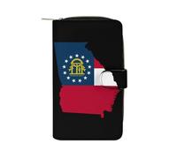 Portefeuille long et fin à deux volets avec boucle, orné d'un drapeau et d'une carte de l'État de Géorgie (États-Unis), pour hommes et femmes. Un accessoire amusant pour tous les goûts et toutes les f