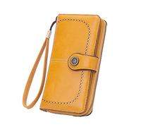 Portefeuille long et tendance rétro pour femme - Grande capacité - Portefeuille personnalisé pour homme, jaune, Taille unique