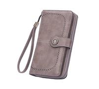 Portefeuille long et tendance rétro pour femme - Grande capacité - Portefeuille personnalisé pour homme, gris, Taille unique