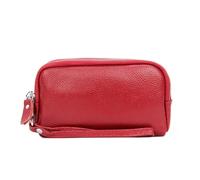 Portefeuille long for femme, 3 compartiments, fermeture éclair, grande capacité, porte-monnaie, téléphone portable, noir pour les achats liés aux voyages(Red)