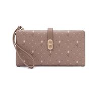 Portefeuille long pour femme avec imprimé floral et pois carrés avec fermeture éclair - Porte-monnaie mignon pour carte de crédit - Petite pochette en polyuréthane, blanc, Taille unique