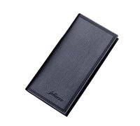 Portefeuille long tendance pour homme - Couleur unie - Plusieurs emplacements pour cartes - Pochette de voyage - Portefeuille de passeport, Noir , Taille unique