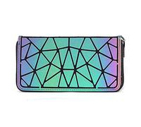 Portefeuille Lumineux Géométrique, Conception Réfléchissante Et Holographique, Peut Contenir des Pièces de Monnaie, de l'argent Liquide, des Cartes, des Billets de Banque, des Cartes d'Identité, Etc