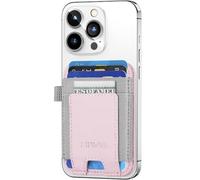Portefeuille MagSafe pour iPhone 16/15/14/13/12, porte-cartes magnétique avec porte-clés, cuir RFID, rose, 3.78 x 0.27 x 2.56 inches, Support