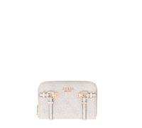 Portefeuille medium zip femme Guess Leona Logo Beige TU