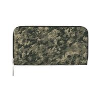 Portefeuille militaire en cuir camouflage pour femme et fille, fermeture éclair autour du porte-cartes de crédit, long portefeuille en polyuréthane imperméable, sac à main de voyage
